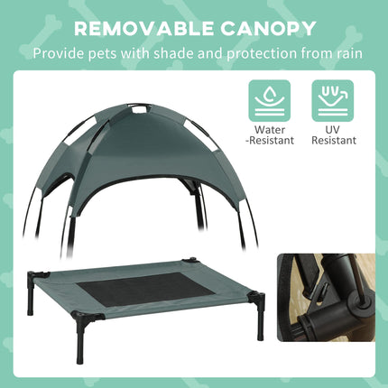 Waterproof Elevated Dog Bed with Breathable Mesh UV Canopy for Small Dogs 61x46x62cm - Grey