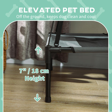Waterproof Elevated Dog Bed with Breathable Mesh UV Canopy for Small Dogs 61x46x62cm - Grey