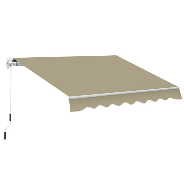 Manual Retractable Patio Awning 2.5m Width with Adjustable Shade - Beige and White