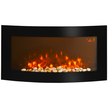 Led Wall Mounted Fireplace Curved Glass Electric Fire Place Fire Place 7 Colour