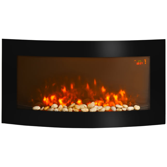Led Wall Mounted Fireplace Curved Glass Electric Fire Place Fire Place 7 Colour