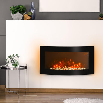 Led Wall Mounted Fireplace Curved Glass Electric Fire Place Fire Place 7 Colour