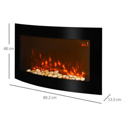 Led Wall Mounted Fireplace Curved Glass Electric Fire Place Fire Place 7 Colour