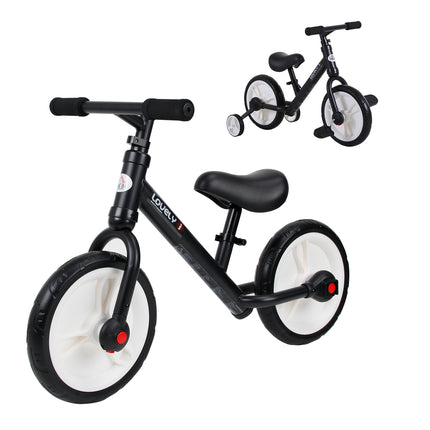 2 In 1 Removable Stabiliser Toddler Balance Bike with Tricycle Mode - Black