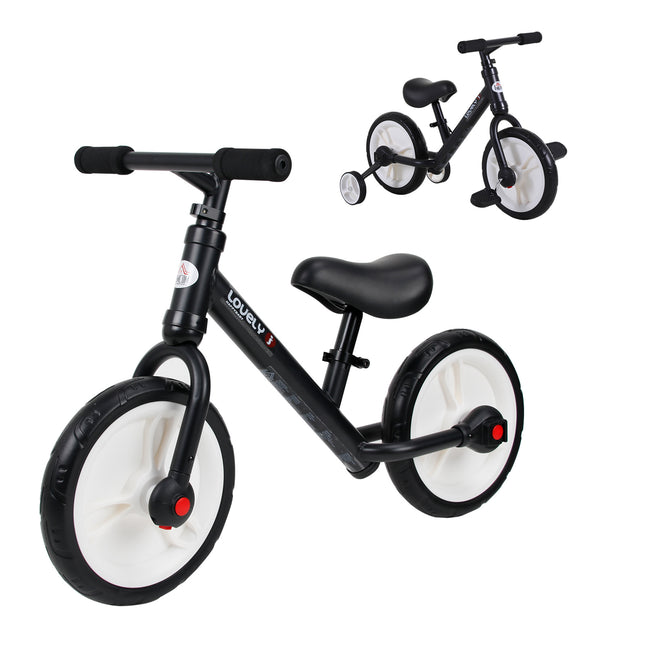 2 In 1 Removable Stabiliser Toddler Balance Bike with Tricycle Mode - Black