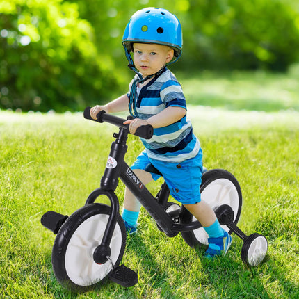 2 In 1 Removable Stabiliser Toddler Balance Bike with Tricycle Mode - Black