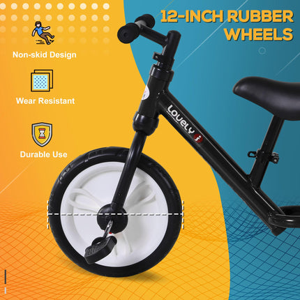 2 In 1 Removable Stabiliser Toddler Balance Bike with Tricycle Mode - Black