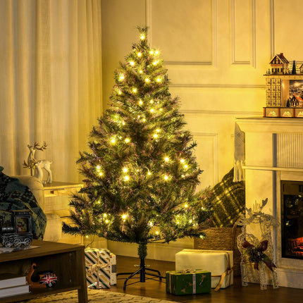 1.5m 5ft Pre-Lit Christmas Tree Artificial Spruce Xmas Tree Warm White LED Holid