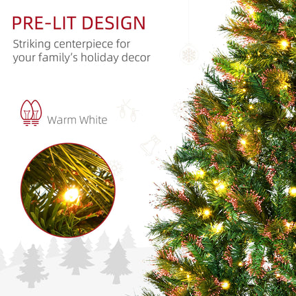 1.5m 5ft Pre-Lit Christmas Tree Artificial Spruce Xmas Tree Warm White LED Holid