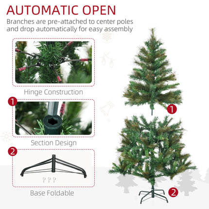 1.5m 5ft Pre-Lit Christmas Tree Artificial Spruce Xmas Tree Warm White LED Holid