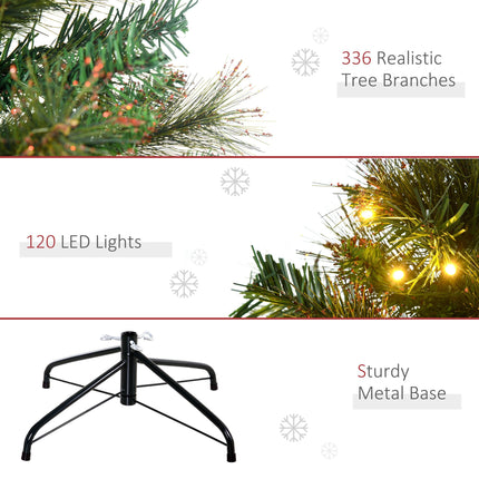 1.5m 5ft Pre-Lit Christmas Tree Artificial Spruce Xmas Tree Warm White LED Holid