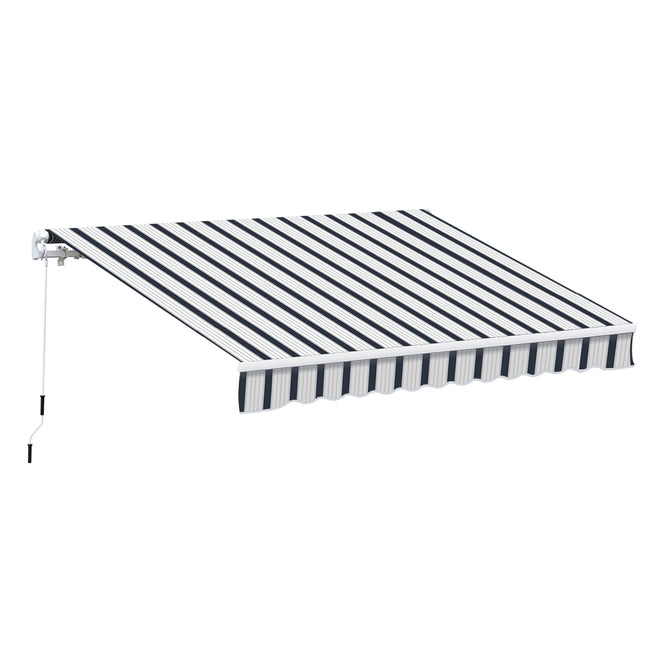 Manual Retractable Awning, 4x3 m-Blue/White