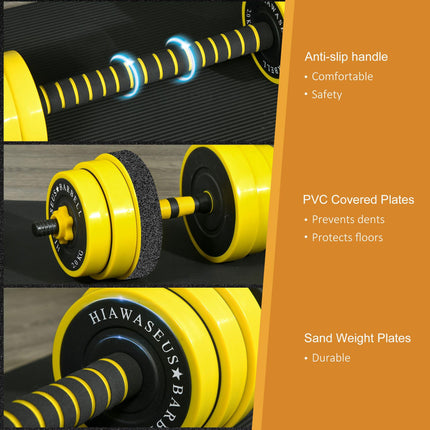 30KG Dumbbell & Barbell  Adjustable Set Plate Bar Clamp Rod Home Gym Sports Area