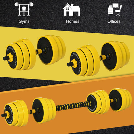 30KG Dumbbell & Barbell  Adjustable Set Plate Bar Clamp Rod Home Gym Sports Area