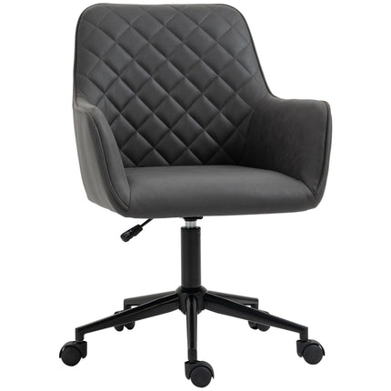 Office Desk Chair, Leather-Feel Fabric Computer Swivel Chair with Rolling Wheels
