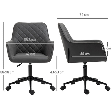 Office Desk Chair, Leather-Feel Fabric Computer Swivel Chair with Rolling Wheels