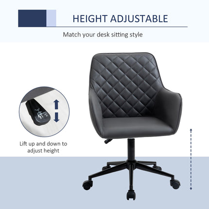 Office Desk Chair, Leather-Feel Fabric Computer Swivel Chair with Rolling Wheels