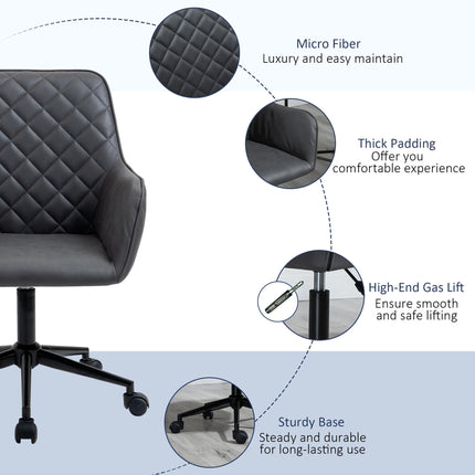 Office Desk Chair, Leather-Feel Fabric Computer Swivel Chair with Rolling Wheels