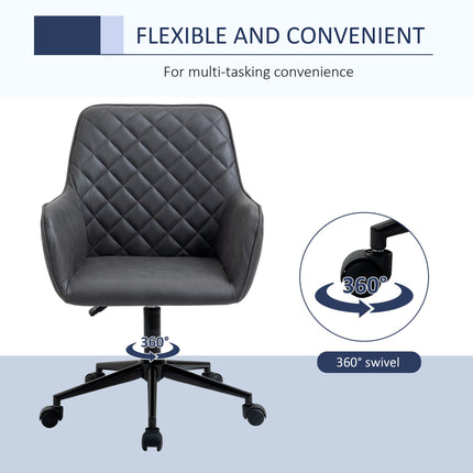 Office Desk Chair, Leather-Feel Fabric Computer Swivel Chair with Rolling Wheels