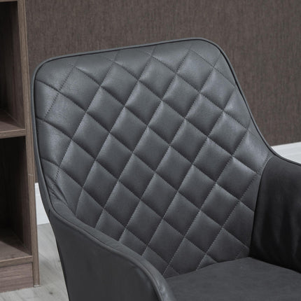 Office Desk Chair, Leather-Feel Fabric Computer Swivel Chair with Rolling Wheels