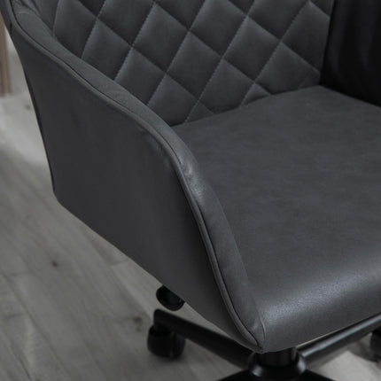 Office Desk Chair, Leather-Feel Fabric Computer Swivel Chair with Rolling Wheels