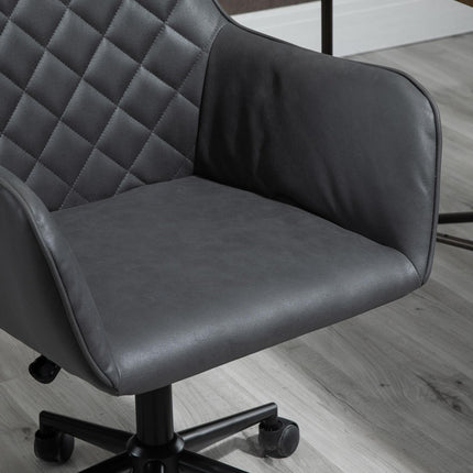 Office Desk Chair, Leather-Feel Fabric Computer Swivel Chair with Rolling Wheels
