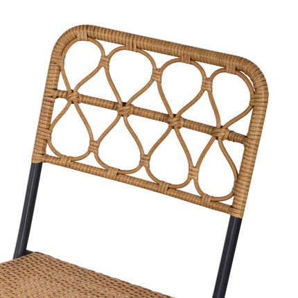 2 Seater Foldable Rattan Wicker Bistro Set, Coffee Table and Chairs, Natural