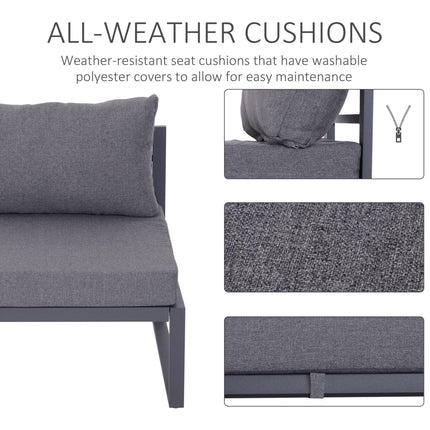6 Piece Outdoor Sectional Sofa Set with Thick Cushions and Aluminium Frame - Grey