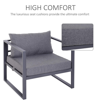 6 Piece Outdoor Sectional Sofa Set with Thick Cushions and Aluminium Frame - Grey