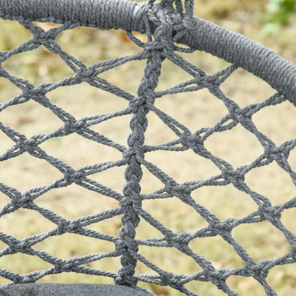 Large Hanging Hammock Chair Cotton Rope Porch Swing with Metal Frame and Cushion - Dark Grey