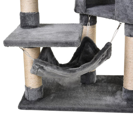 Cat Tree Condo Tower 150CM Multi-level Activity Stand with Toys & Scratching Posts - Grey