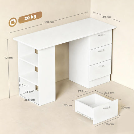 Computer Desk with Drawers, Home Office Desk, Writing Table, PC Workstationn