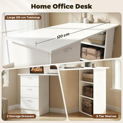 Computer Desk with Drawers, Home Office Desk, Writing Table, PC Workstationn