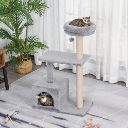 96cm Cat Tree for Indoor Cats Condo Sisal Scratching Post Cat Tower Kitten Play