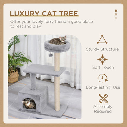 96cm Cat Tree for Indoor Cats Condo Sisal Scratching Post Cat Tower Kitten Play