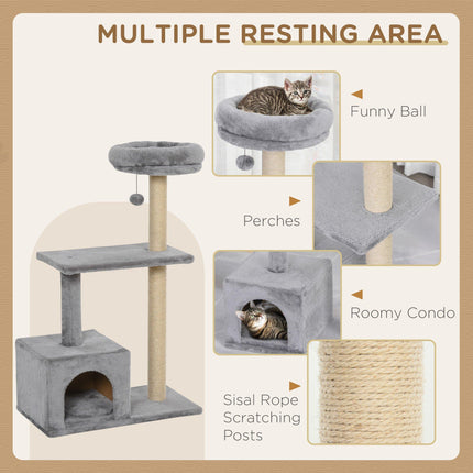 96cm Cat Tree for Indoor Cats Condo Sisal Scratching Post Cat Tower Kitten Play