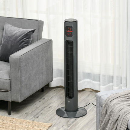 38'' Freestanding Tower Fan with 3 Speeds, 3 Modes, 12h Timer & Remote - Dark Grey