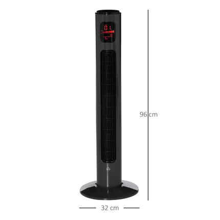 38'' Freestanding Tower Fan with 3 Speeds, 3 Modes, 12h Timer & Remote - Dark Grey