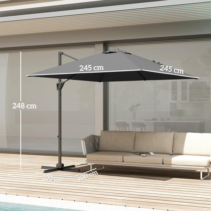Patio Offset Parasol Umbrella - Dark Grey