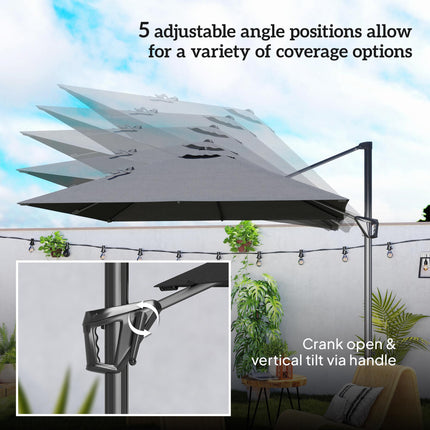 Patio Offset Parasol Umbrella - Dark Grey