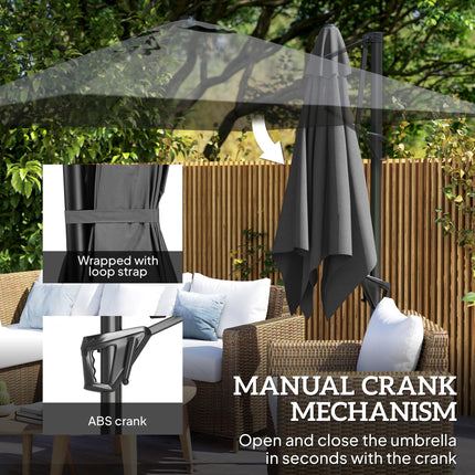 Patio Offset Parasol Umbrella - Dark Grey