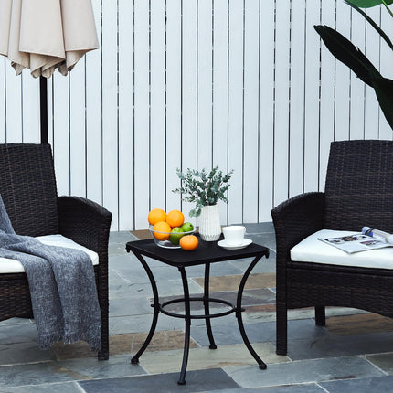 Metal Outdoor Bistro Table with Mesh Top 45cm Square - Black