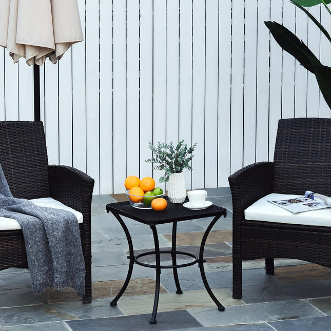 Metal Outdoor Bistro Table with Mesh Top 45cm Square - Black