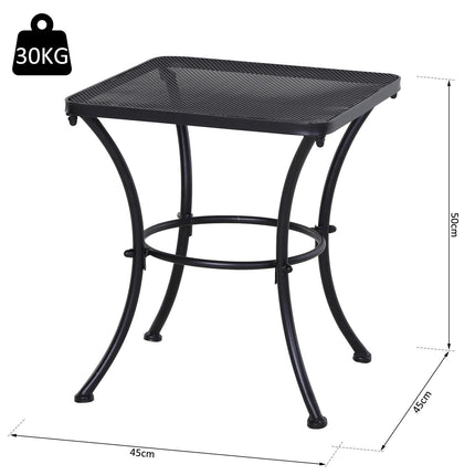 Metal Outdoor Bistro Table with Mesh Top 45cm Square - Black