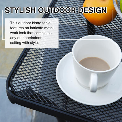 Metal Outdoor Bistro Table with Mesh Top 45cm Square - Black