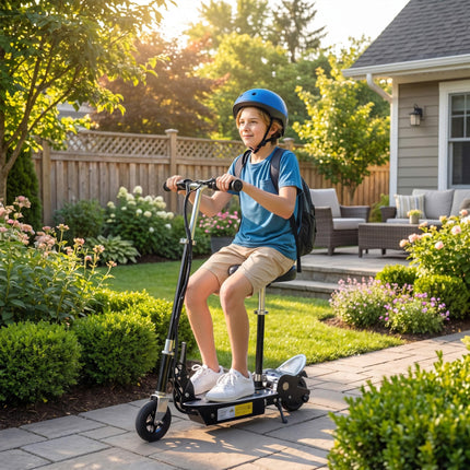 120W Foldable Kids Powered Scooter with Adjustable Seat and Handlebar - Black