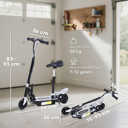 120W Foldable Kids Powered Scooter with Adjustable Seat and Handlebar - Black