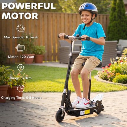 120W Foldable Kids Powered Scooter with Adjustable Seat and Handlebar - Black