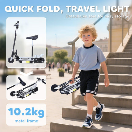 120W Foldable Kids Powered Scooter with Adjustable Seat and Handlebar - Black