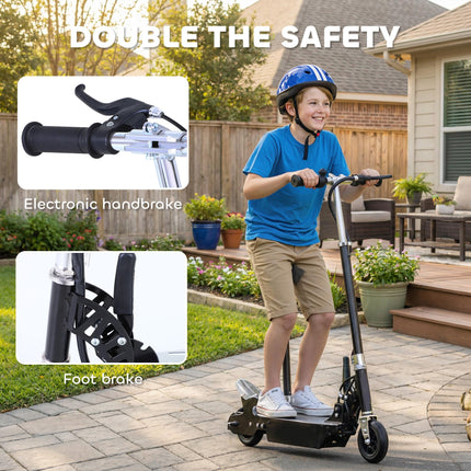 120W Foldable Kids Powered Scooter with Adjustable Seat and Handlebar - Black